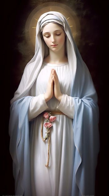 Photo a statue of a woman in a white rob... | Premium Photo #Freepik #photo #mother-mary #holy-mary #mary #virgin-mary Mother Mary Wallpaper, Arte Ganesha, Statue Of A Woman, Roman Catholic Art, Mary Jesus Mother, Mother Mary Pictures, Our Lady Of The Rosary, Lady Of The Rosary, مريم العذراء