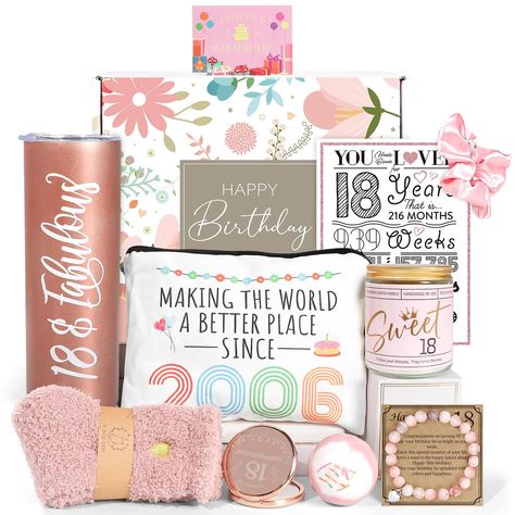 PRICES MAY VARY. 🎁 18th Birthday Gifts for Girls: Hey the 18 year-old, you're move into a cool age! Celebrate the special milestone of turning 18 with our exclusive and carefully curated "18th Birthday Gift Set for Girls." This unique collection is definitely happy your daughter, niece, or granddaughter. 🎂 10 pieces Unique 18th Birthday Gifts: Packed with 10 thoughtfully selected pieces, each item is chosen to reflect the excitement and positivity of entering a cool age. 1* 20oz rose-gold insu 13th Birthday Gifts For Girls, 16th Birthday Gifts For Girls, Diy Birthday Gifts For Him, Teenager Birthday Gifts, 18th Birthday Gifts For Girls, Birthday Gifts For Daughter, Return Gifts For Kids, Sweet 16 Birthday Gifts, 13th Birthday Gifts