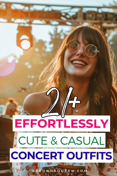 "Embrace your love for music and fashion with our 21 casual concert outfits for women. Perfect for any venue, these looks will keep you rocking all night long! #ConcertAttire #CasualFashion #MusicEventStyle" What To Wear To A Sublime Concert, Freestyle Concert Outfit Women, Music Festival Casual Outfit, End Of Summer Concert Outfit, Casual Outfits For Concert, Concert Outfit Justin Timberlake, California Concert Outfit, Classy Festival Outfit Chic, Martina Mcbride Concert Outfit