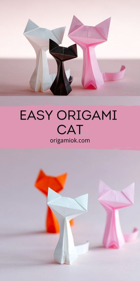 Origami Cat Diy Easy Origami, How To Make Origami Easy, Easy Paper Arts And Crafts, Animal Origami Easy, How To Make Origami Animals, One Paper Origami, Origami Bird Easy Step By Step, Origami Printables Templates, Paper Oragami Ideas Easy