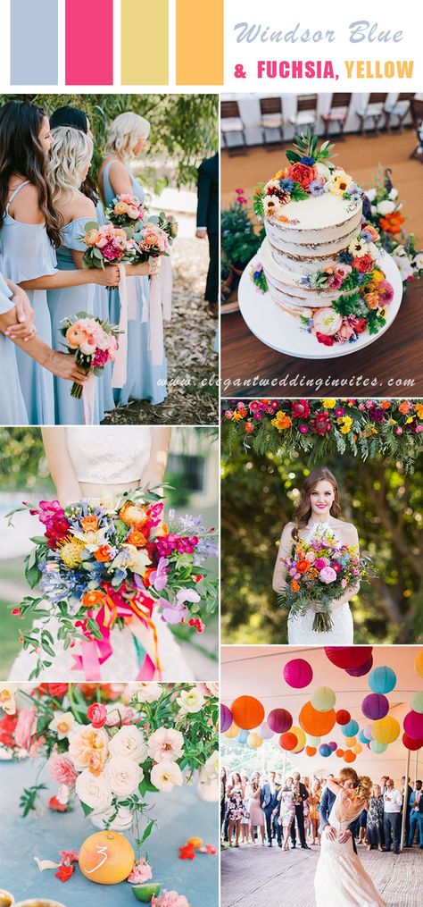 Bright Boho Wedding Flowers, Multicolour Wedding Theme, Colourful Wedding Palette, Bright Colour Wedding Theme, Pop Of Colour Wedding, Bright Jewel Tone Wedding, Wild Flower Wedding Theme Color Schemes, Mexican Boho Wedding, Colorful Minimalist Wedding