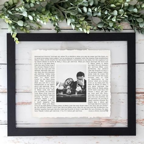 SolidRockDesignCo First Dance Song Photo Frame Wedding Artwork Gift, Wedding Song Lyrics Art, 2 Year Anniversary Gifts For Boyfriend, Wedding Photo Decor Home, Sentimental Anniversary Gifts, First Wedding Anniversary Gift For Him, Repurposed Picture Frame Ideas, Wedding Pictures Display At Home, Song Gifts