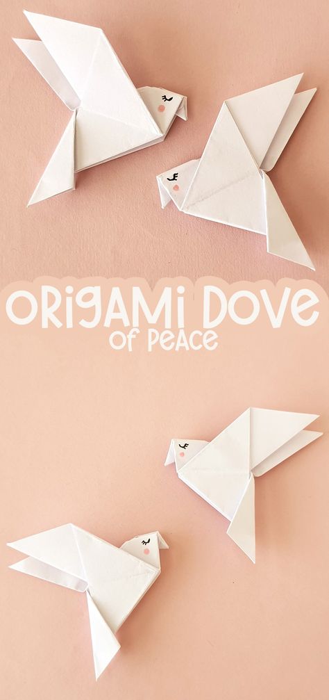 Diy Dove Ornament, Paper Birds Origami, Paper Bird Ornaments, Dove Origami Easy, Origami Cool Ideas, Easy Diy With Paper, Origami Peace Dove, Origami Dove Instructions, Origami Dove Easy