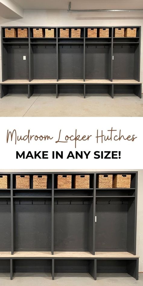 How To Build A Coat Closet, Shoe Closet Mudroom, Cubbies For Mudroom, Mudroom Lockers Diy, Garage Lockers Diy, Breezeway Storage, Diy Lockers Mudroom, Mudroom Locker Plans, Laundry Room Drop Zone