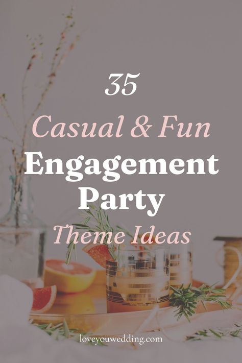 35 casual engagement party themes ideas to plan the perfect laid back engagement party! If you're looking for inspiration for your casual and affordable engagement party, you've come to the right place. Our guide is your ultimate resource for the best simple themes, ideas, décor, games, and more for a chill engagement party that everyone will love! Engagement Party Place Setting, Engagement Party Ideas On A Budget, Engagement Party Ideas Surprise, Engagement Party Ideas Diy Cheap, Engagement Party Fun Ideas, Small Engagement Party Themes, Best Engagement Party Ideas, Engagement Party Ideas Small, Cocktail Party Engagement Party