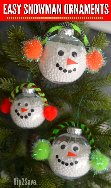 Simple Snowman, Juleverksted For Barn, Natal Diy, Snowman Christmas Decorations, Kids Christmas Ornaments, Christmas Crafts For Kids To Make, Snowman Christmas Ornaments, Diy Simple, Preschool Christmas