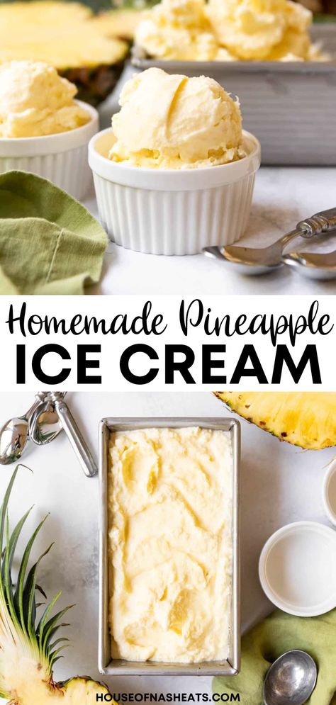 Essen, Homemade Pineapple Ice Cream, Pineapple Ice Cream Recipe, Homemade Ice Cream Recipes Machine, Pineapple Ice Cream, Ice Cream Recipes Machine, Easy Ice Cream Recipe, Ice Cream Maker Recipes, Easy Ice Cream