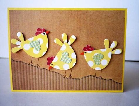 Chicks Are Sticking Together. Cute ;-) Punch Art, Paper Punch Art, Punch Art Cards, Chicken Crafts, Punch Cards, Handmade Greetings, Creative Cards, Handmade Card, Easter Cards