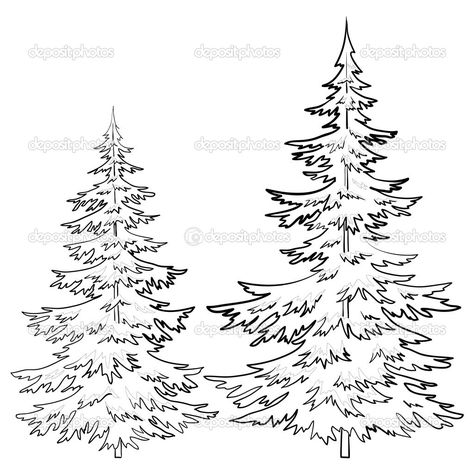 Pine Tree Drawings Black and White Tree Line Drawing, Pine Tree Drawing, Pine Tree Silhouette, Christmas Tree Coloring Page, Tree Outline, Tree Drawings Pencil, Christmas Tree Drawing, White Pine Tree, Fur Tree