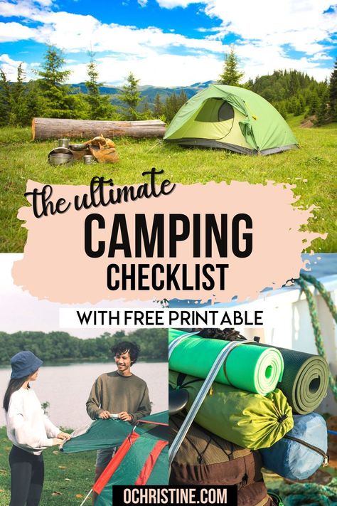 The Ultimate Camping Checklist with Free Printable | The Ultimate Camping Packing List. If you are going camping for the first time or often forget things to bring camping, you’re not alone. Here is the camping checklist (and packing list printable) we use for outdoor adventures; which is adjusted if we are going to a unique location. | Camping tips | what to bring camping | Camping packing list | Camping Holiday Packing List, Ultimate Camping Checklist, Essen, What To Bring When Camping, Colorado Camping Packing List, Camp Trip Packing List, Summer Camping Packing List, Camping 101 Packing Lists, Camping Lists Packing Checklist