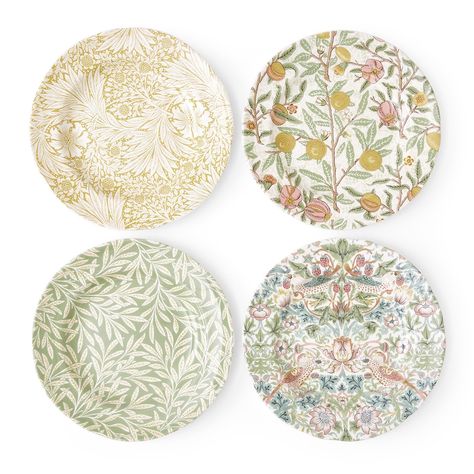 PRICES MAY VARY. Heritage Patterns: Enjoy an exquisite set of four 9-inch Spode plates, each featuring unique heritage patterns—Fruit, Willow, Strawberry Thief, and Marigold. These designs, inspired by Morris & Co.'s archive, offer a charming blend of green, yellow, and pink hues, creating a delightful mix-and-match experience for your table setting. Maximalist Style: Elevate your dining experience with these earthenware plates showcasing soft hues and intricate patterns. Perfect for serving din Pattern Fruit, Maximalist Style, Strawberry Thief, Plate Crafts, Latest Design Trends, Side Plate, Yellow And Pink, Plate Set, Side Plates