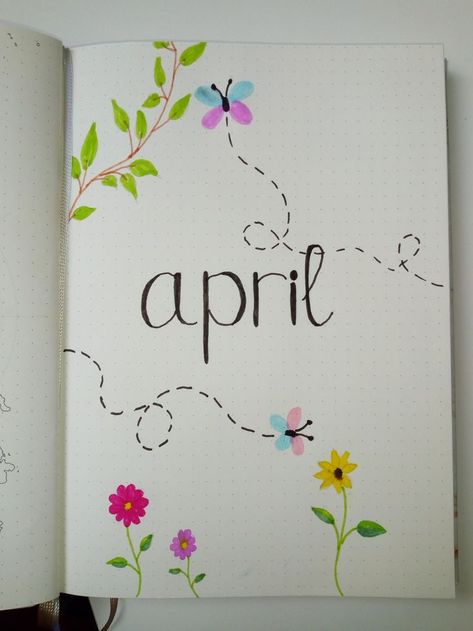 April Month Journal Ideas, April Notebook Ideas, April Diary Ideas, April Doodles Bullet Journal, Planer April, Journal Ideas April, April Journal Ideas, April Drawings, April Doodles