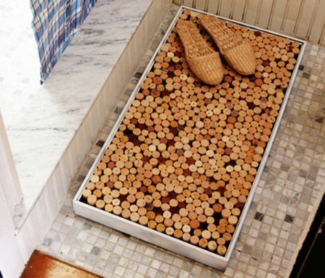 diy, diy projects, diy home products, diy bathroom products, cork bath mat, recycled wine corks, wine cork bath mat, green bathroom, recycled materials Upcycling, Wine Cork Crafts, Diy Bathroom Mat, Diy Bath Mat, Diy Bath Mats, Recycled Wine Corks, Wine Cork Projects, Wine Cork Diy, Wine Bottle Corks