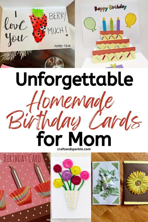 Birthday Cards For Mom Diy, Diy Birthday Cards For Kids, Homemade Birthday Cards For Mom, Diy Birthday Cards For Mom, Homemade Gift For Grandma, Card For Mom Birthday, Diy Birthday Gifts For Mom, Happy Birthday Crafts, Homemade Birthday Card