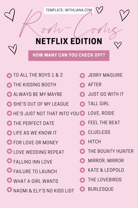 Netflix Romance Movie List, Netflix Movies To Watch Romantic Comedy, Netflix Marathon List, Romcom Netflix Movies, Recent Movies To Watch, 90s Movie Recommendations, Film Watch List, Netflix And Chill Movie List, Netflix Movies To Watch List Rom Com