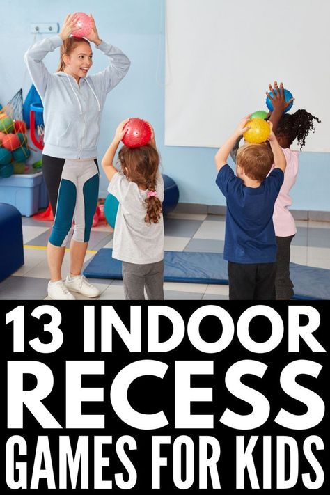 13 Indoor Recess Games | If you’re the teacher of kids in preschool, kindergarten, elementary, or middle school and you’re looking for ideas for large groups to keep your students entertained on snowy or rainy days, we’ve got you covered! We’ve included a mix of physical education and gross motor activities, learning station and team building ideas, and other classroom games to play that are sure to keep your students engaged and help them blow off steam. #indoorrecess #brainbreaks Indoor Recess Activities, Recess Activities, Indoor Recess, Steam Activities, Going To Rain, Rain Rain, Stuck Inside, Bad Weather, Blogger Themes