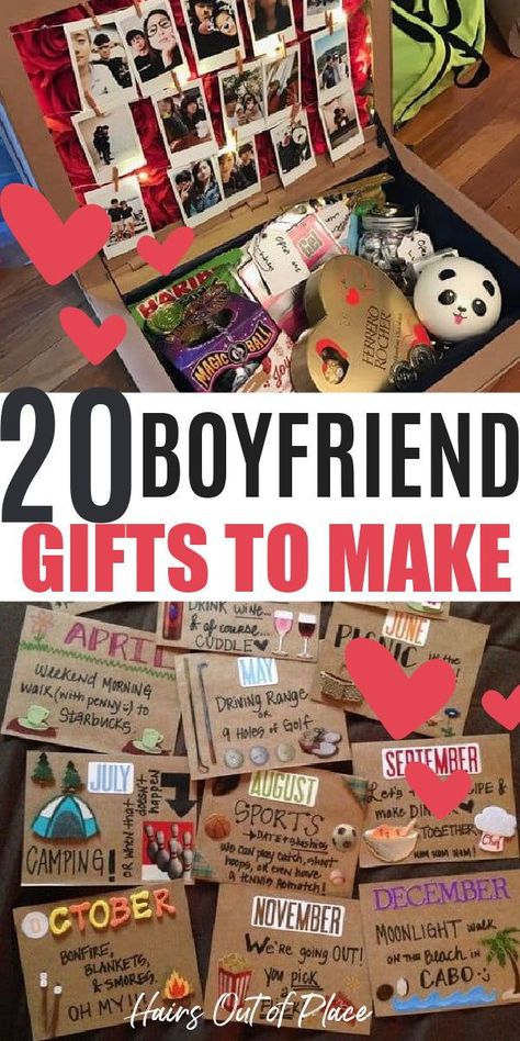 20 Gifts for boyfriend to make that are easy DIY gift ideas. so cute and romantic for his birthday, anniversary, or just because. 5 Senses Gift For Boyfriend, Joululahjat Diy, Valentijnsdag Diy, Diy Gifts For Christmas, Selamat Hari Valentine, Hadiah Valentine, Anniversary Gift Ideas For Him, Cute Anniversary Gifts, Gifts For Boyfriends