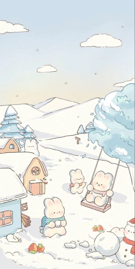 Bunny Animated, Iphone And Airpods, Animated Cute, Winter Bunny, Wallpapers Christmas, Kawaii Background, Future Wallpaper, Cocoppa Wallpaper, Images Kawaii