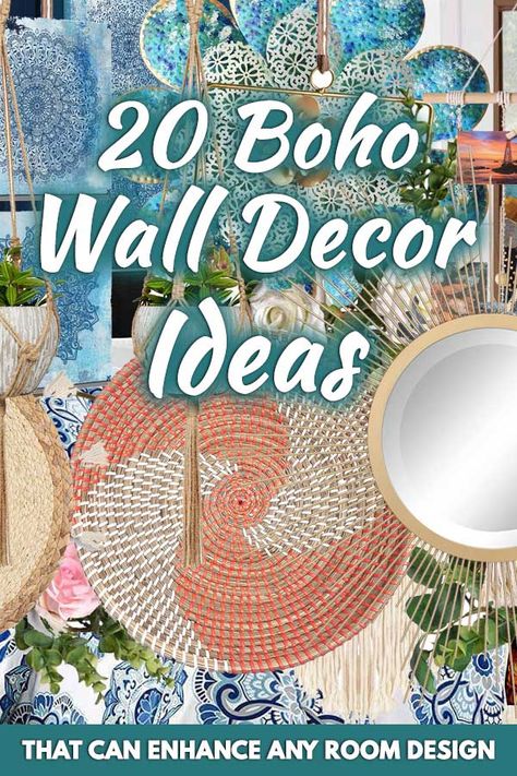 20 Boho Wall Decor Ideas That Can Enhance Any Room Design Boho Art For Bedroom, Bohemian Tapestry Wall Hangings, Bohemian Wall Decor Living Room, Boho Trim Ideas, Large Boho Art, Boho Style Wall Decor, Boho Whimsical Decor, Boho Art Wall Decor, Hobo Decorations Decorating Ideas