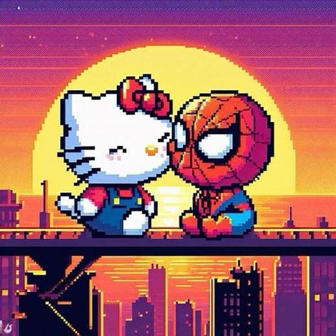 Hello Kitty | Facebook Hello Kitty Spiderman Matching Pfp, Hello Kitty Couple Aesthetic, Hello Kitty And Spiderman Pfp Matching, Spider Man And Hello Kitty, Hello Kitty X Spiderman, Hello Kitty Y Spiderman, Spiderman Hello Kitty, Hello Kitty And Spiderman, Hello Kitty Boy