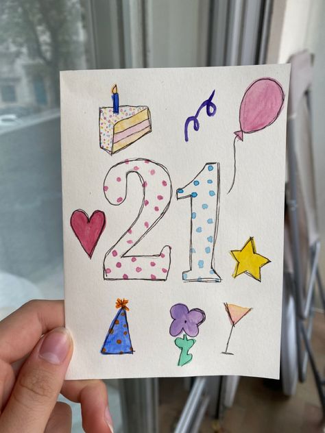 Front Of Card Ideas, Name Day Card Ideas, Cards For Your Boyfriend Birthday, Homemade Birthday Cards Aesthetic, 21st Bday Cards Diy, 21st Bday Card Ideas, 21 Birthday Card Ideas Handmade, 23 Birthday Card Ideas, Happy Birthday Card Homemade