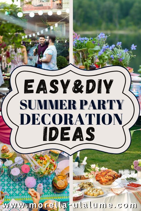 In this blog post we share the best ideas for summer party themes, decoration and tablescapes. Simple and DIY, outdoor, for the backyard or indoors, we have you covered wit these decor ideas. The summer parties can begin! Simple Backyard Party Decorations, Outdoor Decorating Ideas For Party, Diy Backyard Party Decorations, Summer Cocktail Party Decor, End Of Summer Party Themes, Diy Summer Party Decorations, Backyard Party Decor, Backyard Summer Party, Tablescapes Simple