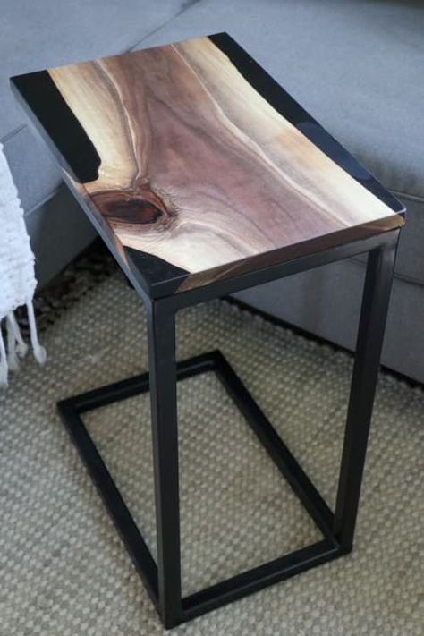 Table Computer, River Side, Welded Furniture, Live Edge Furniture, Minimalist Tables, Welding Table, C Table, Epoxy Resin Table, Clear Epoxy Resin