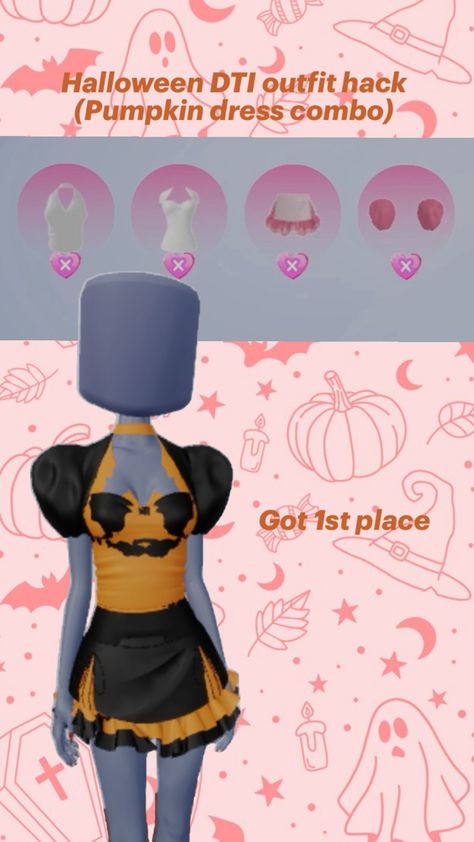 Halloween dti pumpkin dress combo Baggy Sweater Outfits, Lady Glitter Sparkles, Cute Halloween Outfits, Fancy Dress Code, Pumpkin Dress, Pumpkin Outfit, Aesthetic Roblox Royale High Outfits, Coding Clothes, Combo Dress