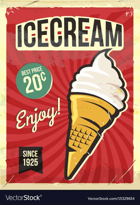 Retro Posters, Ice Cream Sign, Sejarah Kuno, Futurisme Retro, Poster Vintage Retro, Seni Vintage, Retro Metal Signs, Vintage Poster Design, Vintage Advertising Posters