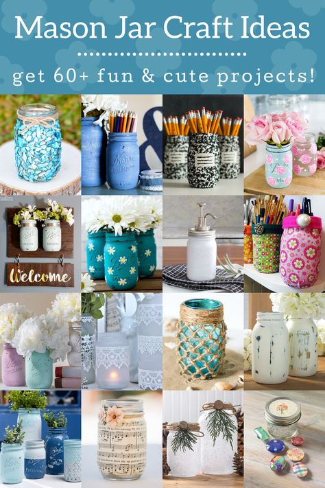 Do you love mason jar crafts? I'm obsessed with the countless ways to decorate jars; here are some Mod Podge mason jars I think you'll love. Mason Jar Art Projects, Colorful Jars Decor, Paint Mason Jars Diy Rustic, Painting Ideas For Mason Jars, Upcycling, Mason Jar Crafts To Sell Extra Money, Pint Jar Crafts, Craft Ideas With Mason Jars, Things To Put In Mason Jars