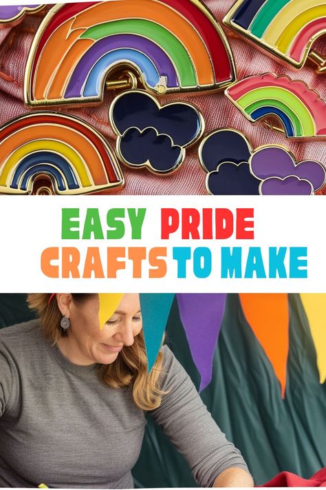 Get ready to celebrate Pride with these vibrant and simple crafts! From rainbow pins to colorful decorations, these projects are perfect for all ages and skill levels. Whether you're making accessories for yourself or gifts for friends, you'll love how easy and fun these crafts are to create. Grab your supplies and let's start spreading some love and color with these delightful DIY ideas! Diy Pride Ornament, Pride Gifts Ideas, Pride Booth Ideas, Pride Signs Ideas, Rainbow Diy Crafts, Pride Crafts, Colorful Decorations, Rainbow Wreath, Rainbow Bunting