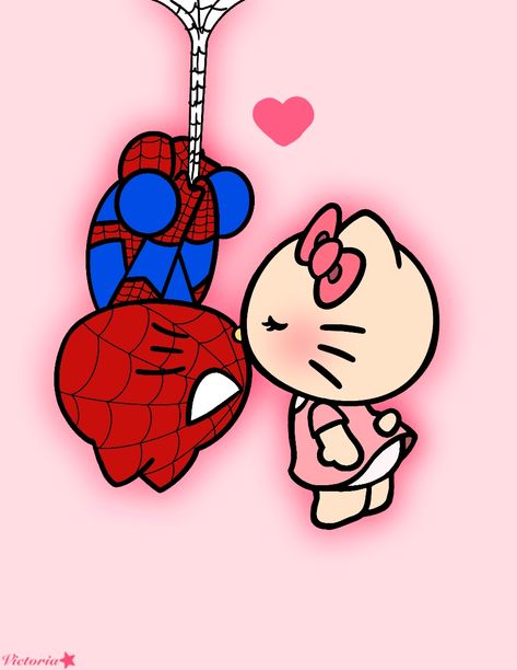 Sanrio Spiderman, Hello Kitty And Spiderman, Tapeta Hello Kitty, Spiderman Painting, Pretty Gif, Hello Kitty Wallpaper Hd, Spiderman Gifts, Images Hello Kitty, Kitty Kisses