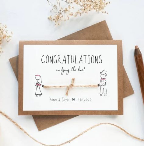 Diy Engagement Cards, Homemade Wedding Cards, Wedding Cash Gift, Engagement Cards Handmade, Congratulations Cards Handmade, Wedding Hearts, Funny Wedding Cards, Wedding Card Diy, Wedding Congratulations Card