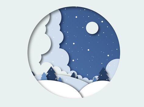 WINTER PAPER CUT OUT EFFECT ILLUSTRATION by Elena Baryshkina on Dribbble Cutout Illustration, Paper Cutout Effect, Cutout Art, Cut Paper Illustration, Winter Paper, Cut Out Art, Paper Cutout Art, 3d Paper Art, Paper Sculptures