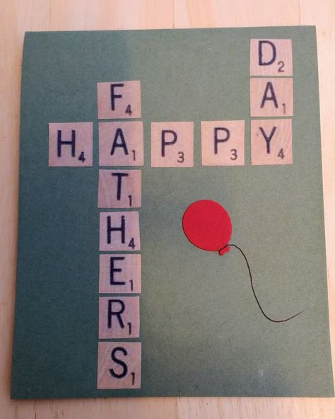 Fathers Day card, using free printable Scrabble tiles (2017) Scrabble Tile Birthday Cards, Diy Cards Fathers Day, Home Made Fathers Day Cards, Fathers Day Cards Simple, Happy Father's Day Homemade Cards, Fathers Day Scrapbook Ideas, Farther Days Card Ideas Diy, Homemade Father’s Day Card, Fathers Day Cards Easy