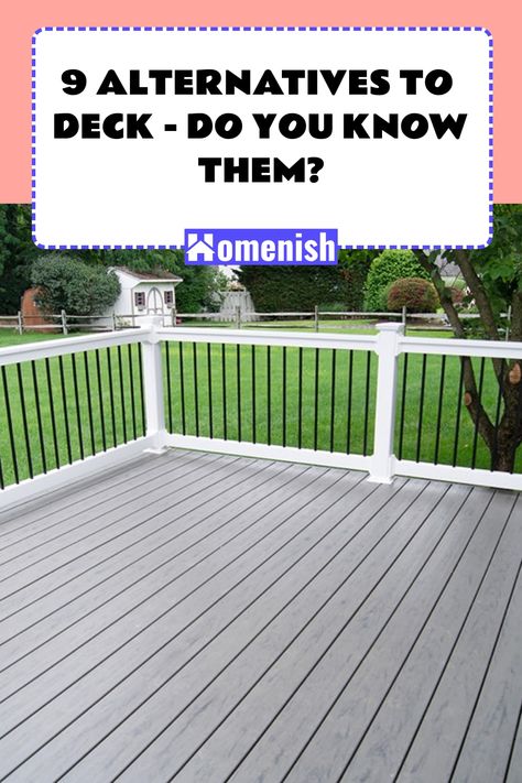 A deck is also good for a view, as it can give you a better view of your home surroundings. It is also easy to customize a deck by staining or painting it. However, there are also downsides to using a deck. That said, you might be looking for a practical alternative to a wooden deck. Continue reading to know which deck alternative you should consider for your home. Sundeck Ideas Deck Design, Deck Surface Ideas, Backyard Elevated Deck Ideas, 12x12 Deck Ideas, Wood Deck Alternatives, Alternative Decking Ideas, Extended Deck Ideas, Decks Off Back Of House, Lakeside Deck Ideas