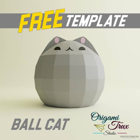 Papercraft Templates Printables, Origami Templates, 3d Templates, Origami Ball, Cats Diy Projects, Papel Craft, Papercraft Printable, Papercraft Templates, 3d Svg