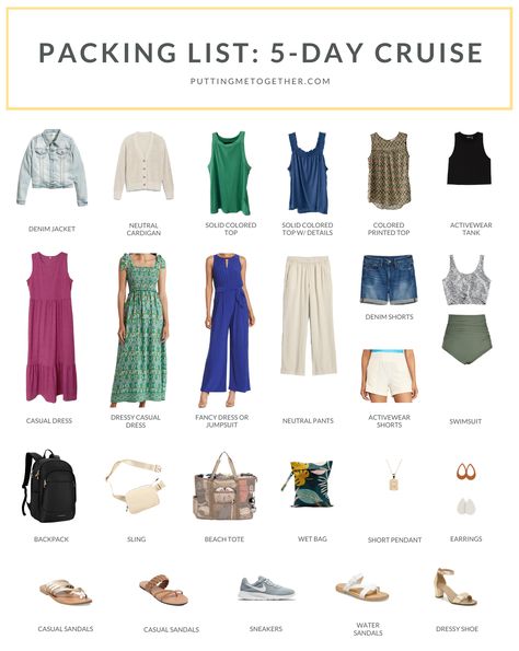 Packing List for a Cruise + Packing Checklists for 3 Trips Cruise Packing List 2023, Carribean Cruise Outfits, Cruise Outfits Bahamas, Cruise Packing List Caribbean, Cruise Packing Checklist, Cruise Vacation Outfits, Caribbean Cruise Packing, Cruise Outfits Caribbean, Cruise Wardrobe