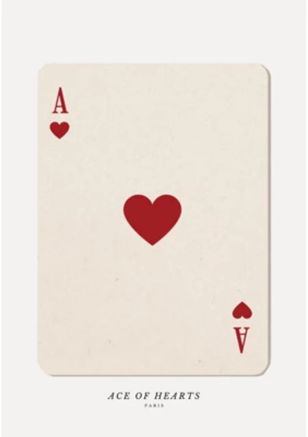 Seven Of Hearts Playing Card, Ace Cards Tattoos, Ace Of Hearts Poster, Ace Of Hearts Painting, Ace Card Painting, Ace Card Drawing, Playing Card Wall Art, Ace Card Wallpaper, Small Heart Drawing