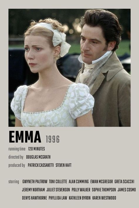 Emma Jane Austen Movie, Emma Movie Poster, Emma Gwyneth Paltrow, Emma 1996, Emma Movie, Best Period Dramas, Novel Movies, Romcom Movies, Period Drama Movies