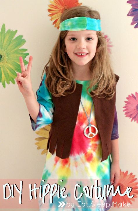 @EatSleepMAKE.: DIY Kid's Hippie Halloween Costume Tutorial #MichaelsMakers Diy 70s Outfit For Kids, Diy 70s Costume, Hippie Costume Diy, Hallowen Crafts, 70s Outfits Ideas, 1960s Costumes, Diy Fantasia, Kindness Week, Peace Fingers