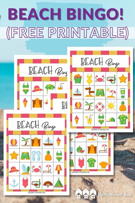 This free printable Beach Bingo is a fun game for all ages! Throw it in your beach bag and enjoy with your family! Includes 5 game boards. Beach Bingo Cards Free Printable, Summer Bingo Printable Free, Beach Theme Games, Beach Themed Games, Beach Games For Kids, Beach Activities For Kids, Ocean Activities Preschool, Bingo Free Printable, Beach Bingo