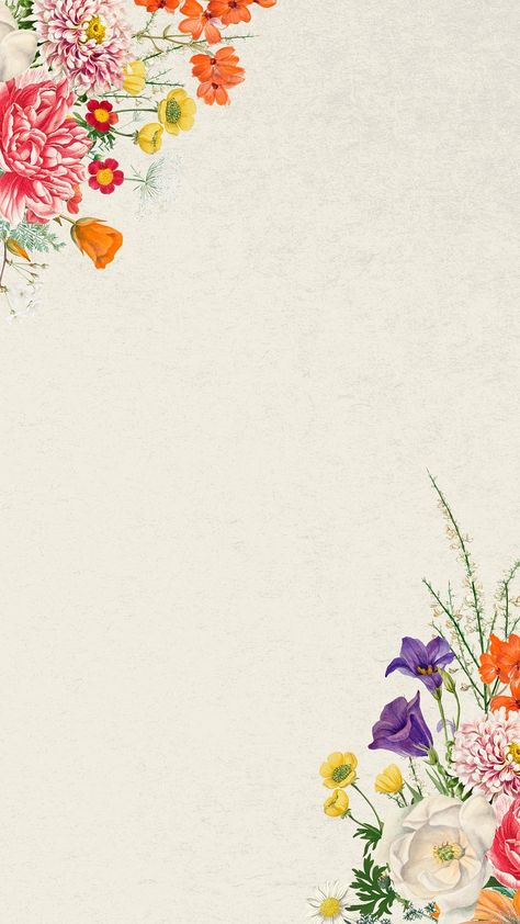 Wedding flowers border phone wallpaper, | Premium Photo - rawpixel Wildflower Background Wallpapers, Phone Wallpaper Beige, Wallpaper Wildflowers, Beige Textured Background, Wild Flowers Wallpaper, Wildflower Background, Wildflower Border, Flower Boarders, Flower Invitation Card