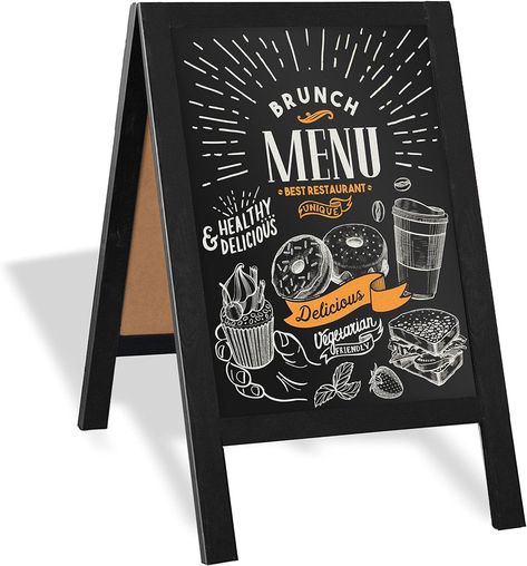 Sandwich Board Sign, Cafe Chalkboard, Papan Tulis Kapur, Chalk Menu, Sandwich Board Signs, Menu Board Restaurant, A Frame Sign, Menu Display, Farmers Market Sign