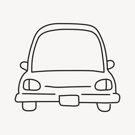 Cute Car Doodles, Front Of A Car Drawing, Cartoon Cars Drawing Simple, Back Of A Car Drawing, Back Of Car Drawing, Cute Car Drawings, Chicago Doodles, Car Doodle Easy, Car Drawing Simple