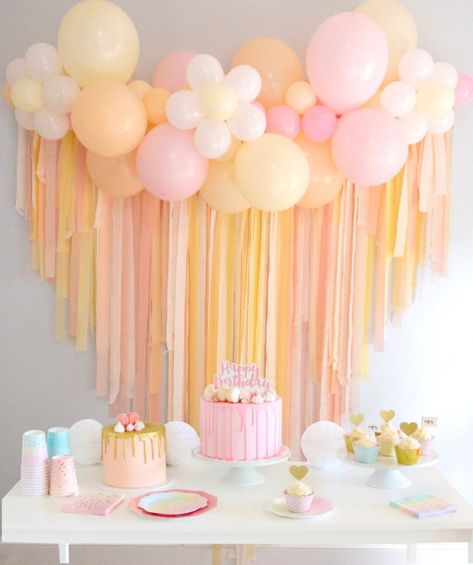 Backdrop Fringe, First Birthday Theme Girl, Flower Birthday Party, 2nd Birthday Party For Girl, Baby Birthday Decorations, 1st Birthday Girl Decorations, Simple Birthday Party, Streamer Backdrop, Hippie Birthday