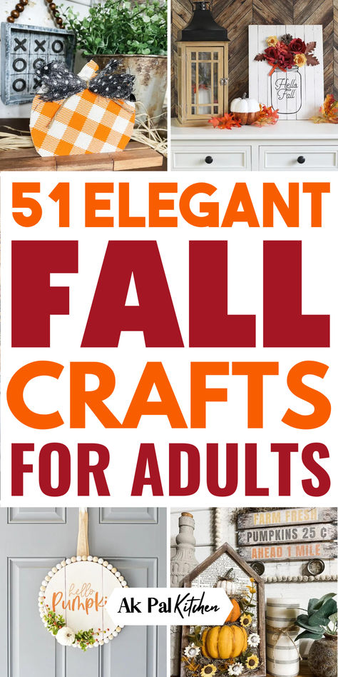 Fall crafts for adults are perfect for the autumn season. Discover DIY fall crafts and autumn decor ideas with these DIY autumn crafts for adults. Try your hand at Thanksgiving crafts and Halloween crafts for adults. Make unique DIY fall home decor projects like fall wreaths, autumn table centerpieces, and pumpkin decorating ideas. Explore leaf crafts for adults and harvest crafts. Get inspired with fall mason jar crafts, homemade fall decorations, and nature-inspired fall crafts. Fall Craft Day Ideas, Fall Painting Crafts For Adults, Crafts And Hobbies For Adults, Crafts To Learn For Adults, Autumn Easy Crafts, Simple Fall Diy Decor, September Crafts For Adults Diy, Simple Craft Ideas For Adults, 2024 Fall Craft Trends