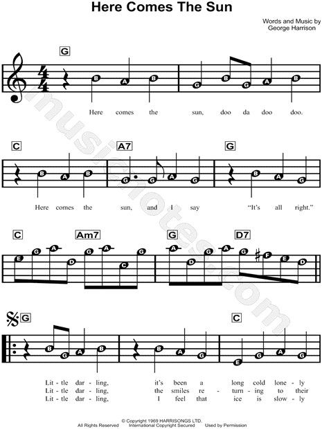 Beatles Violin Sheet Music, Here Comes The Sun Sheet Music, Easy Music Sheets Piano, Alto Saxophone Sheet Music For Beginners, Here Comes The Sun Piano, Easy Sheet Music For Piano, Flute Songs, Oboe Music, Beatles Sheet Music