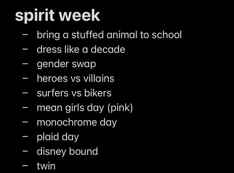 Asb Activities Middle School, Student Council Themes, Spirt Week Ideas Homecoming, High School Theme Days, Spirit Week Ideas Middle School, Fun High School Events, Student Government Fundraising Ideas, Spirit Themes High Schools, Middle School Dance Ideas Themes