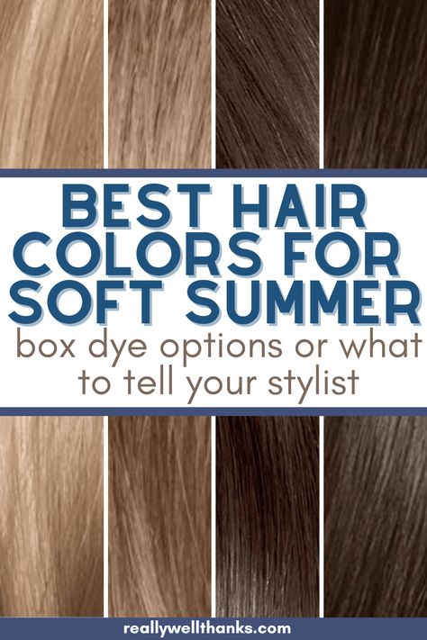 Best Hair Colors for Soft Summer Type - Color Analysis - really well, thanks! Cool Summer Color Palette Hair, Soft Summer Red Hair, Best Hair Color For Soft Summer, Hair Colors For Soft Summer, Summer Hair Color Trends 2024, Cool Summer Hair Color Palette, Hair Color For Soft Summer, Soft Summer Hair Color Palette, Colors For Soft Summer